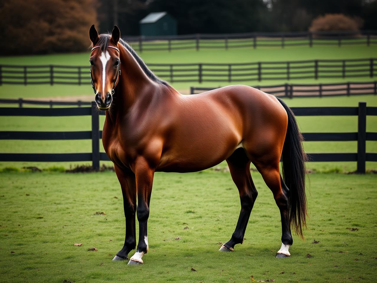 Irish sport horse standing in a paddock